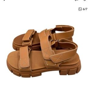 Mango Women’s Chunky Toothed Heel Tan Sandals
